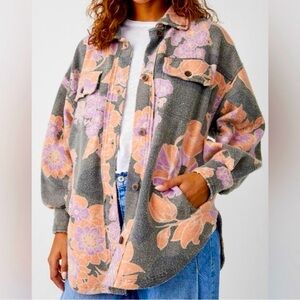 Free People Printed Ruby Jacket in Charcoal Combo -Size XS
